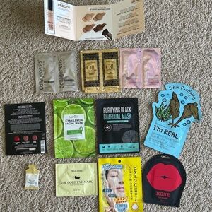 FACE MASKS - LIP MASKS - SHAMPOO - CONDITIONER - MOISTURIZER SAMPLES (LOT OF 12)